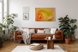Sinus Art Wandbild 120x80cm Makroperspektive einer gelben Rose – Symbol für Freude, Wärme und Sanftheit
