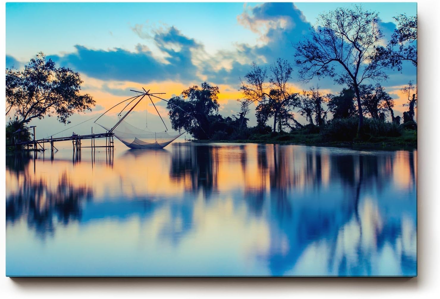 Sinus Art Wandbild 120x80cm Faszinierende Komposition aus Licht, Wasser und Natur im Morgen- oder Abendlicht