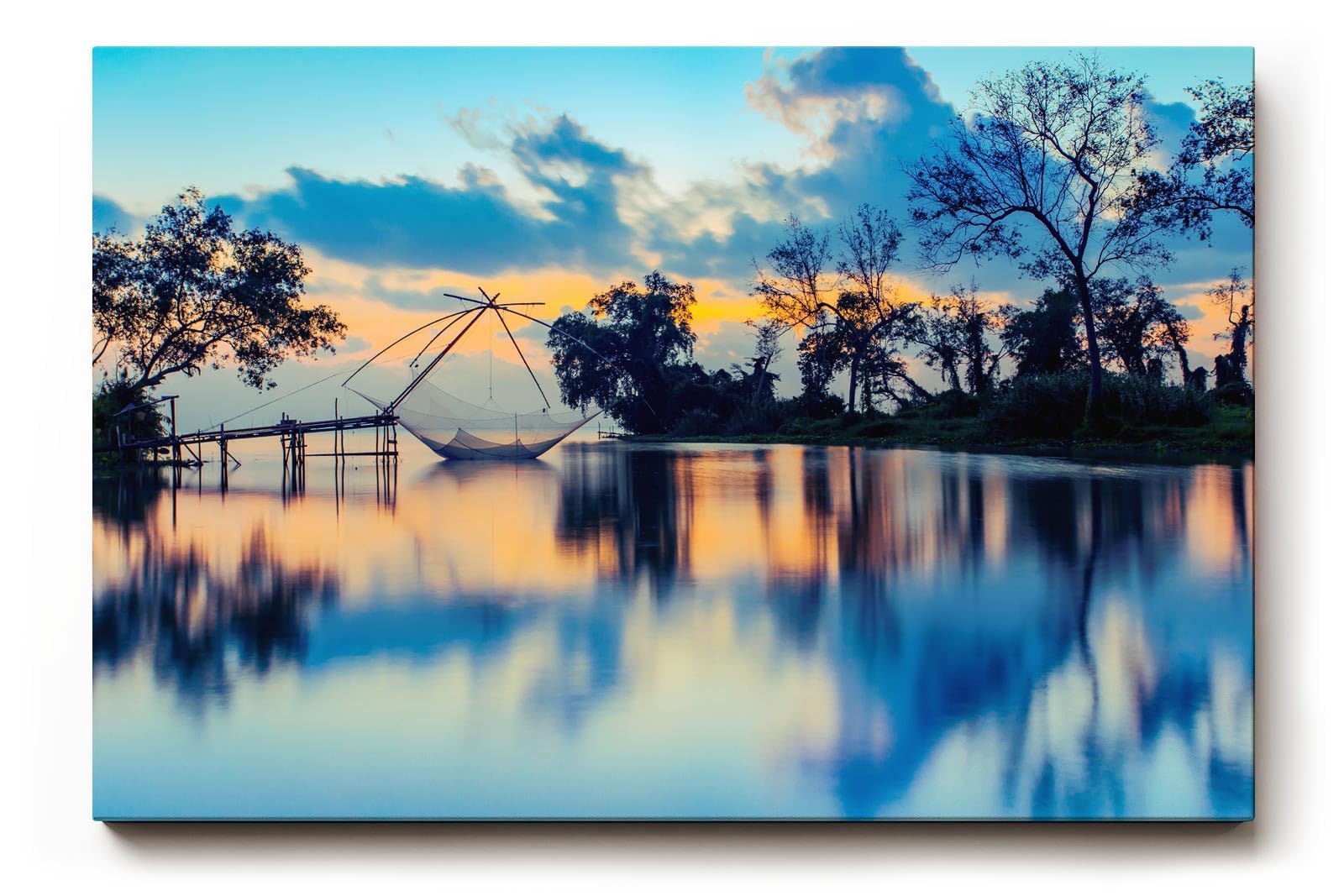 Sinus Art Wandbild 120x80cm Faszinierende Komposition aus Licht, Wasser und Natur im Morgen- oder Abendlicht
