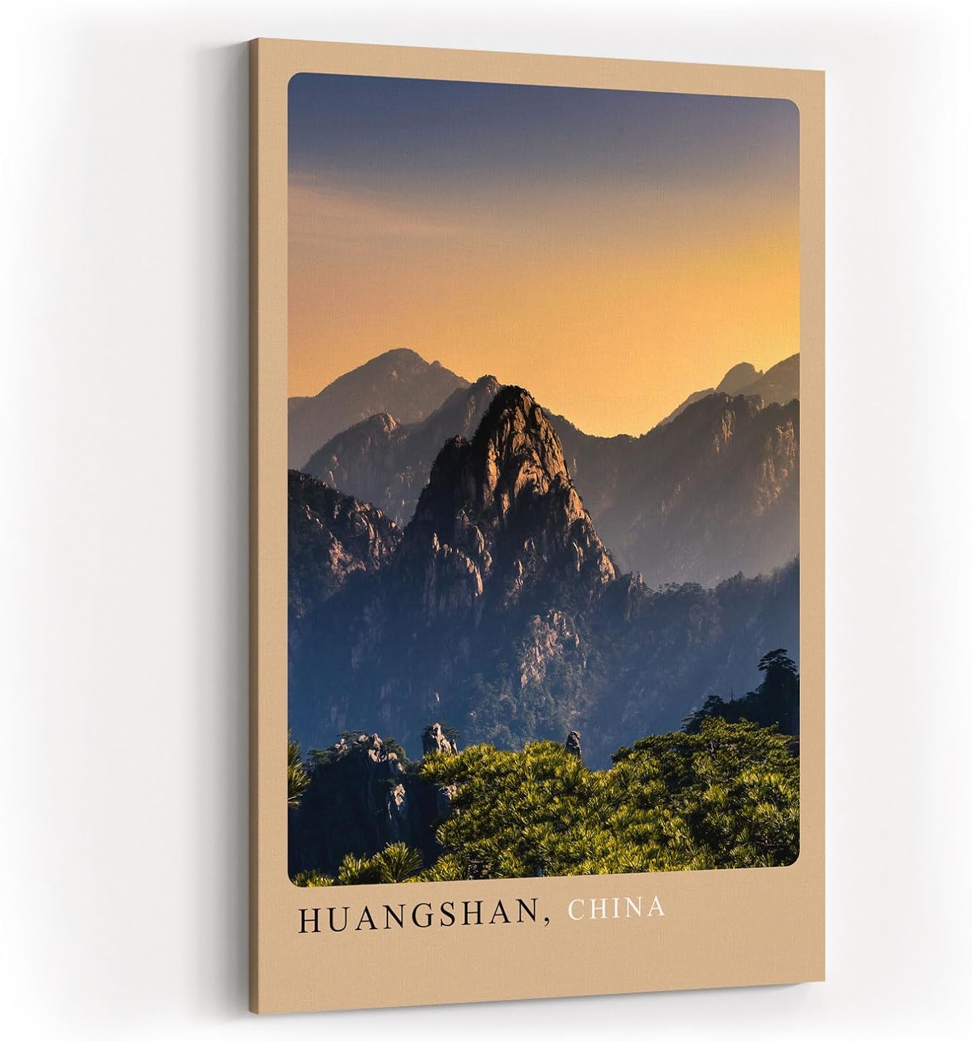 Paul Sinus Kunstdruck 40x60cm Huangshan – Nebliges Bergpanorama aus Chinas Osten bei Sonnenuntergang