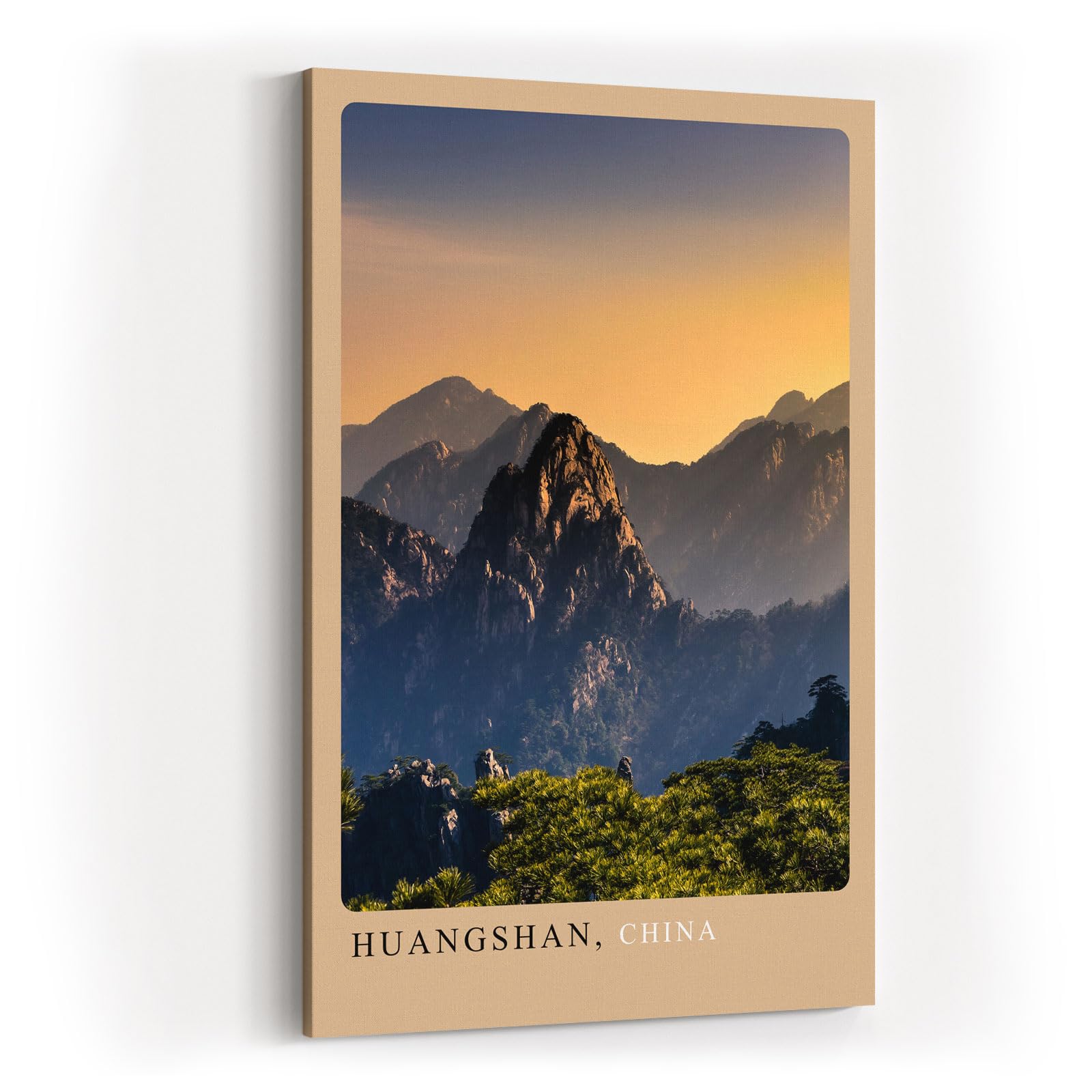 Paul Sinus Kunstdruck 40x60cm Huangshan – Nebliges Bergpanorama aus Chinas Osten bei Sonnenuntergang