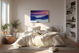Sinus Art Wandbild 120x80cm Stimmungsvolle Bergsilhouette mit Nebelmeer im Tal und farbenprächtigem Himmel