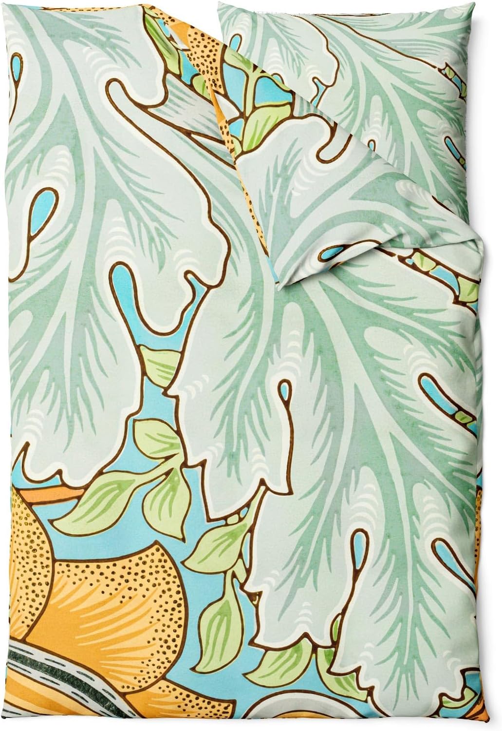 Sinus Art Bettwäsche 135x200 cm + 80x80 cm – florales Naturmotiv in Grün, Blau und Beige – Mikrofaser – atmungsaktiv & pflegeleicht