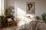 Paul Sinus Wandbild in 40x60cm Summer Bloom romantisches Porträt einer jungen Frau mit Rosenkranz im Haar in zarten Farbtönen