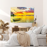 Paul Sinus Wandbild 120x80cm Italien Sonnenuntergang Mittelmeer Fischerboote Abendröte