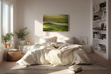 Sinus Art Wandbild 120x80cm Tief liegendes Licht über grünen Hügeln mit typischer Zypressenallee und Bauernhof