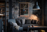 Paul Sinus Wandbild in 40x60cm Frau in blauem Kleid an Bar – modernes Porträt mit urbanem Flair