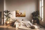 Sinus Art Wandbild 120x80cm Rotes Fahrrad im goldenen Gegenlicht einer Sommerwiese mit romantischem Flair