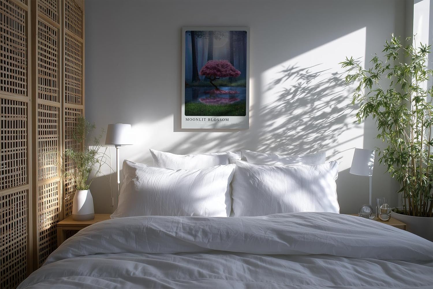 Paul Sinus Kunstdruck 40x60cm Moonlit Blossom mit magischem Kirschbaum bei Nacht im Zauberwald