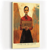Paul Sinus Wandbild in 40x60cm I Came for the Coffee – minimalistisches Porträt mit Kaffeebecher in kräftigen Farbtönen