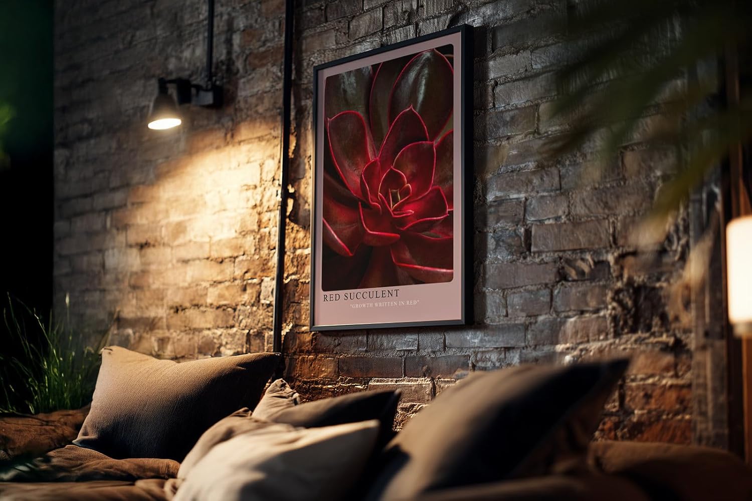 Paul Sinus Kunstdruck 40x60cm Red Succulent Makro Pflanze Dunkelrot Natur Sukkulente Struktur