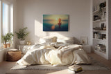 Sinus Art Wandbild 120x80cm Silhouette beim Yoga im Sonnenuntergang – Sinnbild für Balance und Achtsamkeit