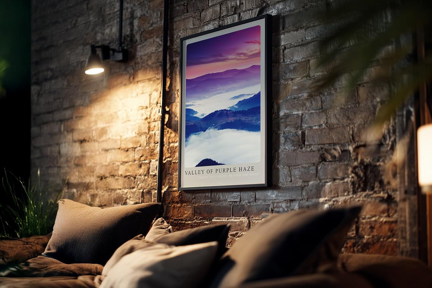 Paul Sinus Kunstdruck 40x60cm Valley of Purple Haze nebelverhüllte Berge in violettem Licht mit mystischer Stimmung und Tiefe
