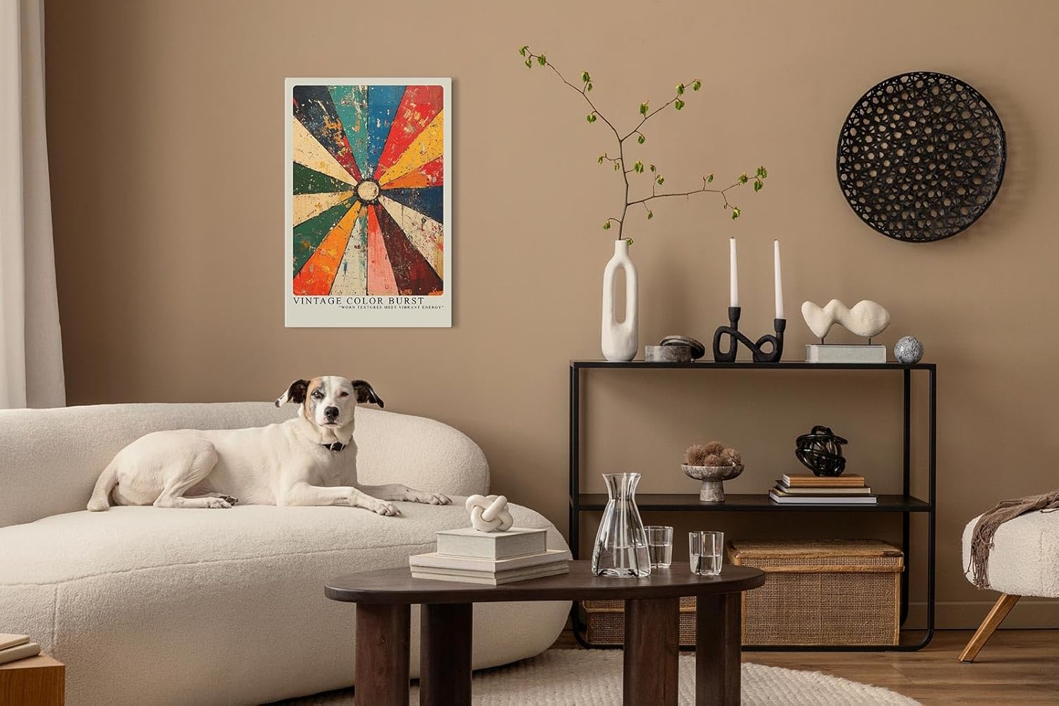 Paul Sinus Leinwandbild 80x120cm abstrakte Farbexplosion mit Vintage-Texturen und dynamischer Energie – kunstvolles Leinwandbild für moderne Raumgestaltung