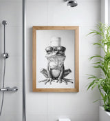 Paul Sinus Poster/Leinwandbild/Rahmenoption – Cooler Frosch mit Klopapierhut – Lustige WC-Deko für dein Badezimmer