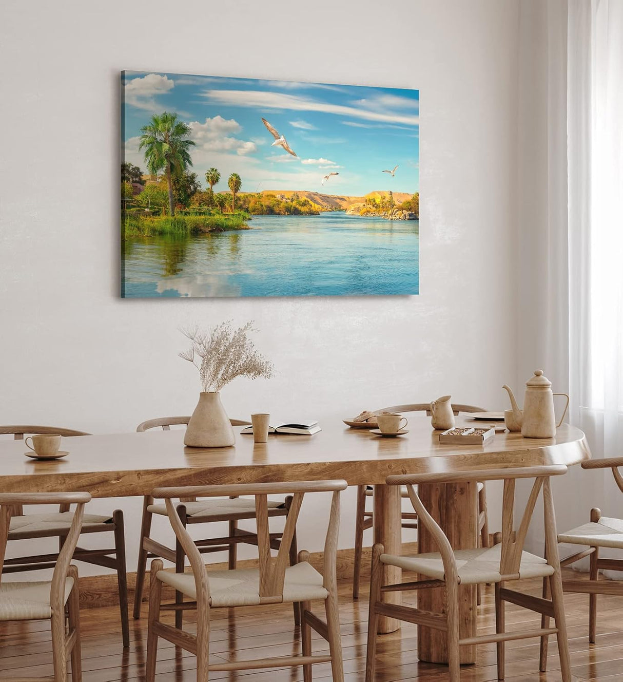 Paul Sinus Wandbild 120x80cm Afrika Nil Ägypten Fluss Sonnenuntergang Vögel Fluss