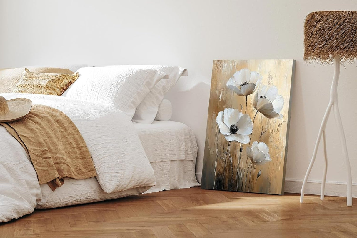 Paul Sinus 60x90cm Wandbild Zeitlose Blüten in Beige – Elegante Naturkunst mit stilvoller Blume