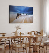 Paul Sinus Wandbild 120x80cm Strand Meer Horizont Schiffswrack Gewitterwolken