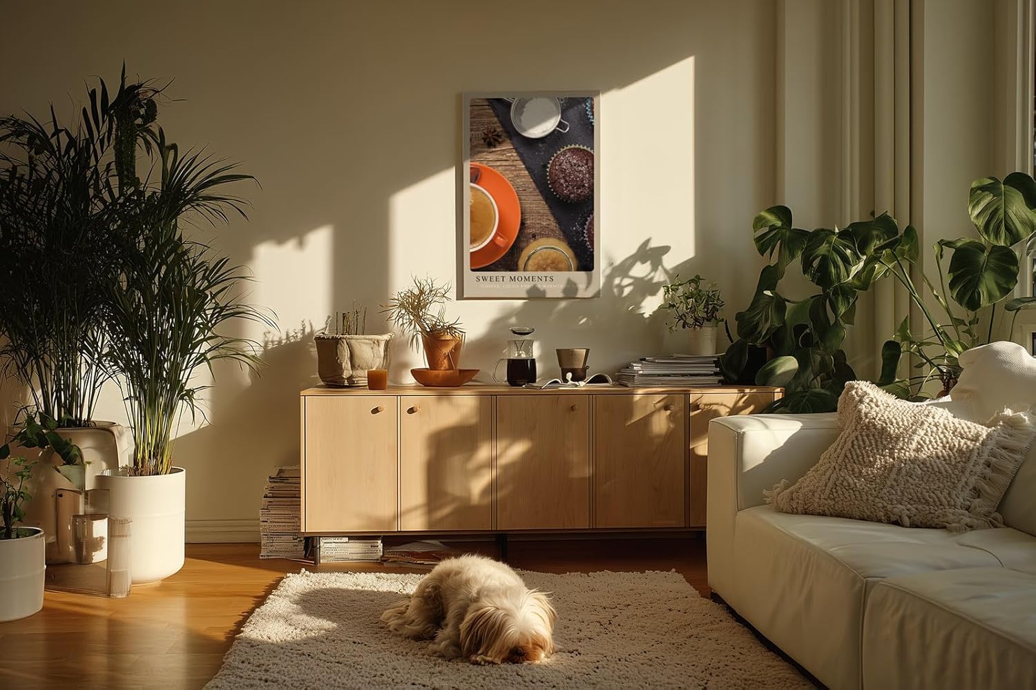 Paul Sinus Kunstdruck 40x60cm Sweet Moments mit Kaffee, Muffins und Gewürzen auf Holzbrett