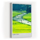 Paul Sinus Kunstdruck 40x60cm Tam Coc Vietnam Boote auf Fluss zwischen Reisfeldern – harmonische Naturreise