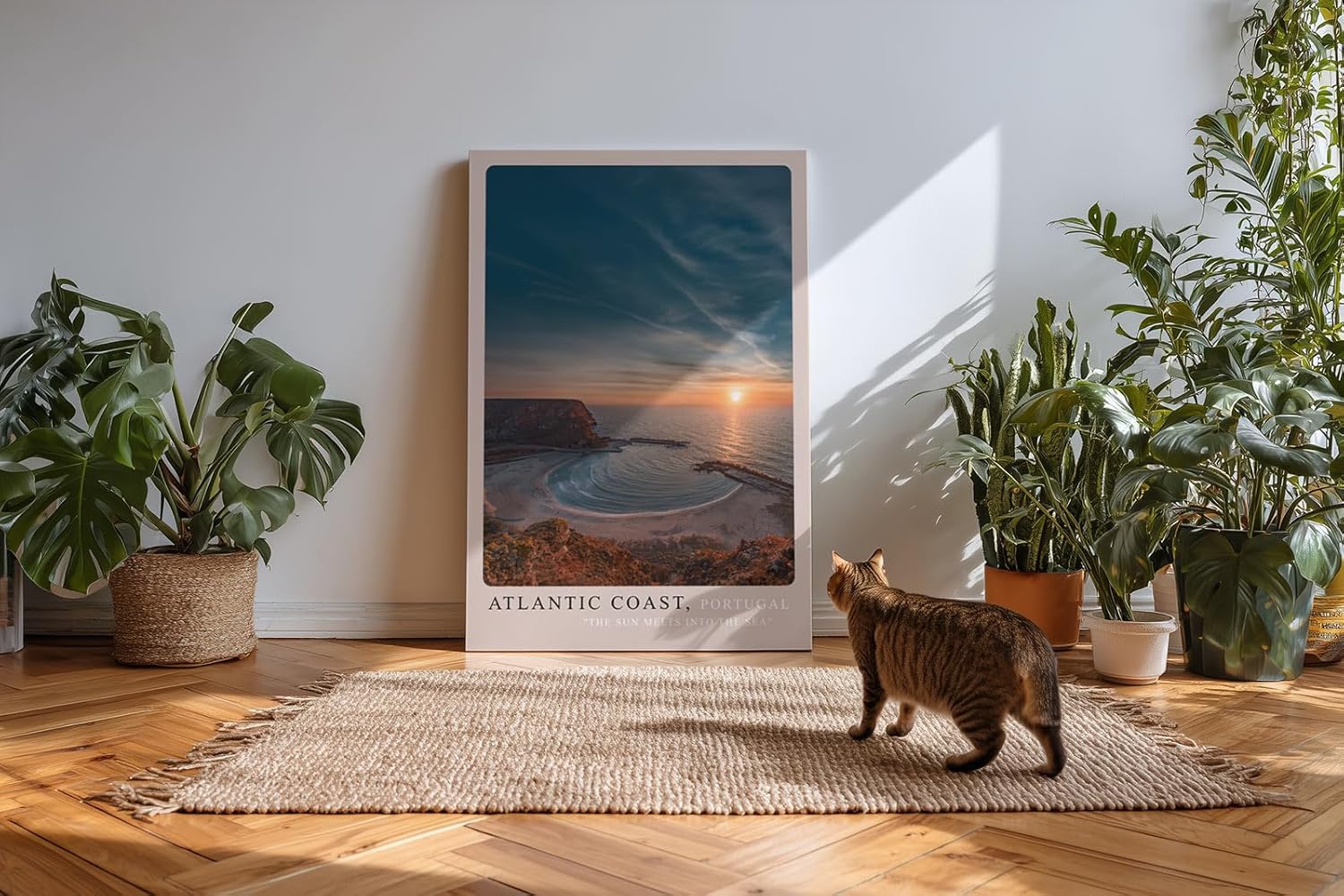 Paul Sinus Kunstdruck 40x60cm Atlantic Coast Portugal – Sonnenuntergang über atlantischer Bucht in dramatischem Licht