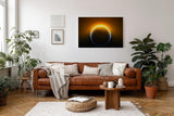 Sinus Art Wandbild 120x80cm Die aufgehende Sonne hinter der Erde erzeugt ein imposantes Lichtspiel im All