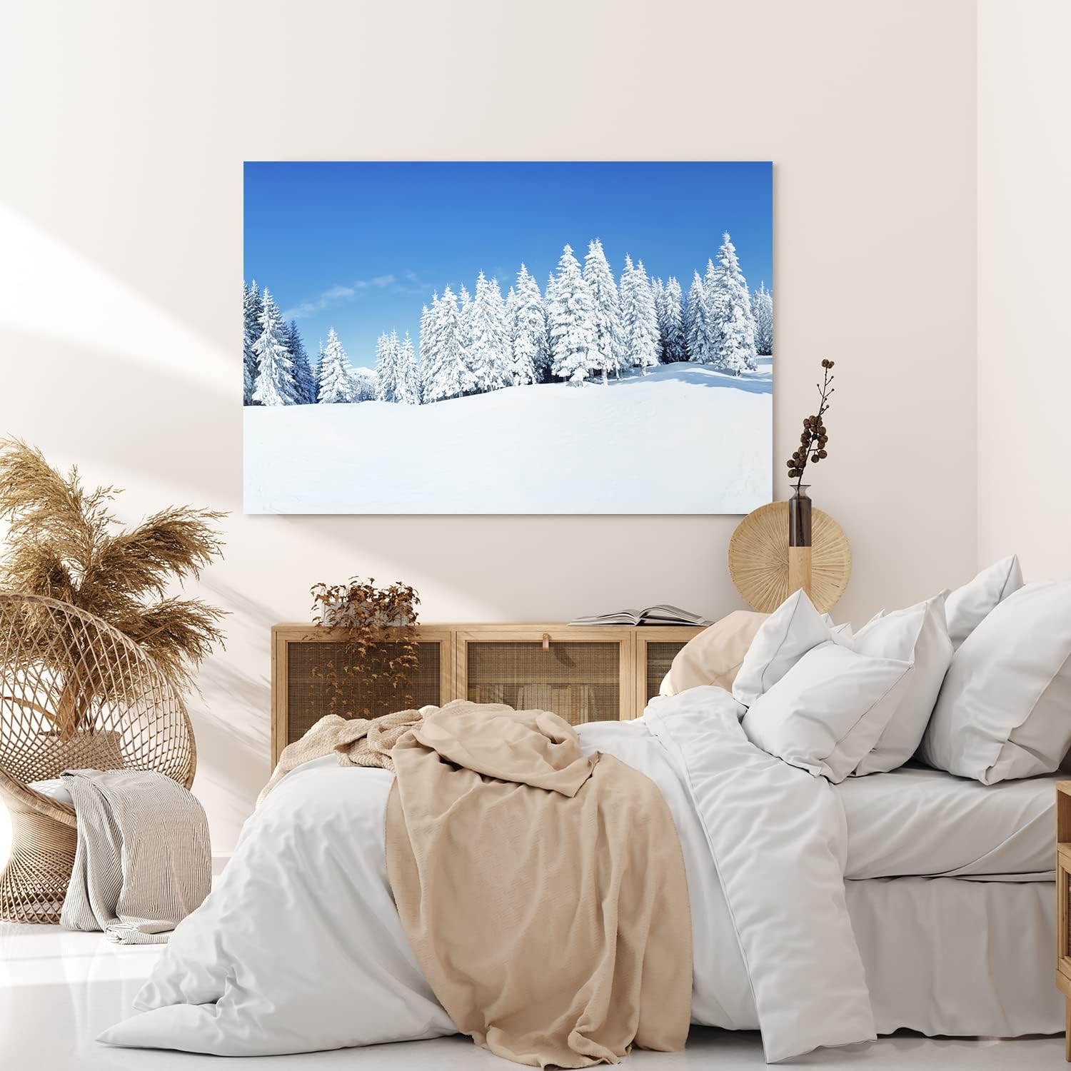 Paul Sinus Wandbild 120x80cm Winterlandschaft Tannen Schnee Weiß Natur