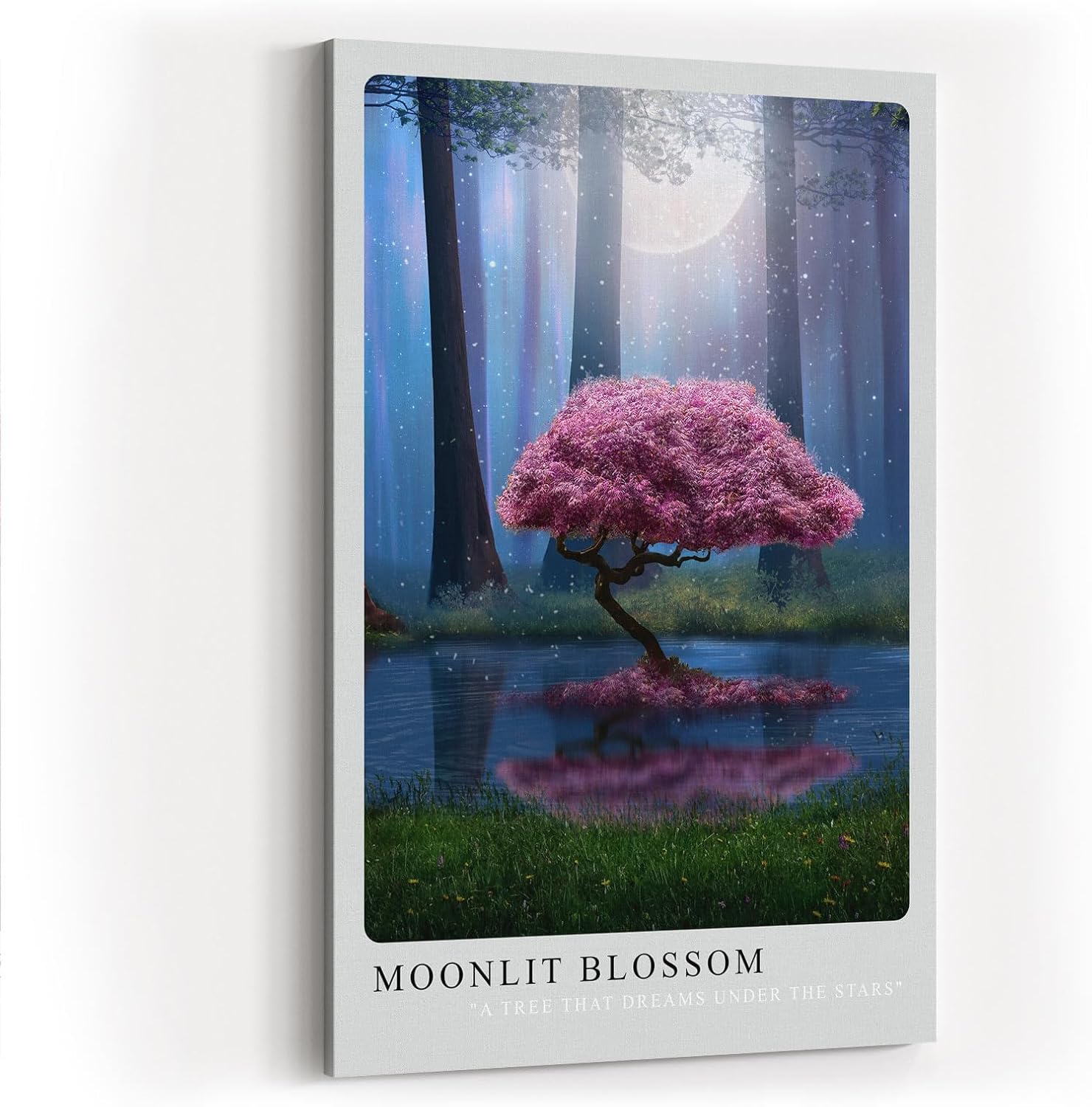Paul Sinus Kunstdruck 40x60cm Moonlit Blossom mit magischem Kirschbaum bei Nacht im Zauberwald