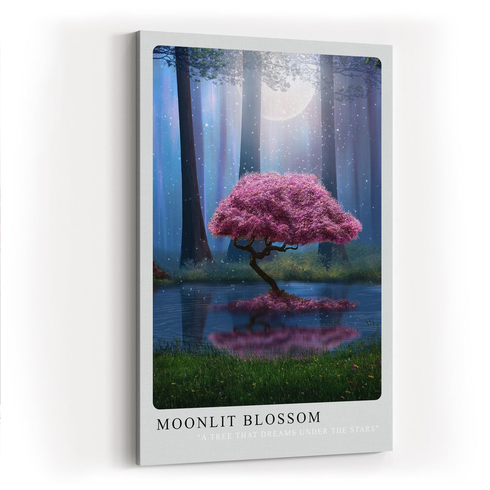 Paul Sinus Kunstdruck 40x60cm Moonlit Blossom mit magischem Kirschbaum bei Nacht im Zauberwald