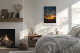 Paul Sinus Leinwandbild 60x90cm Cosmic Vortex Leinwandbild atemberaubende Landschaft mit spiralförmigem Himmel und Silhouette im Sonnenuntergang