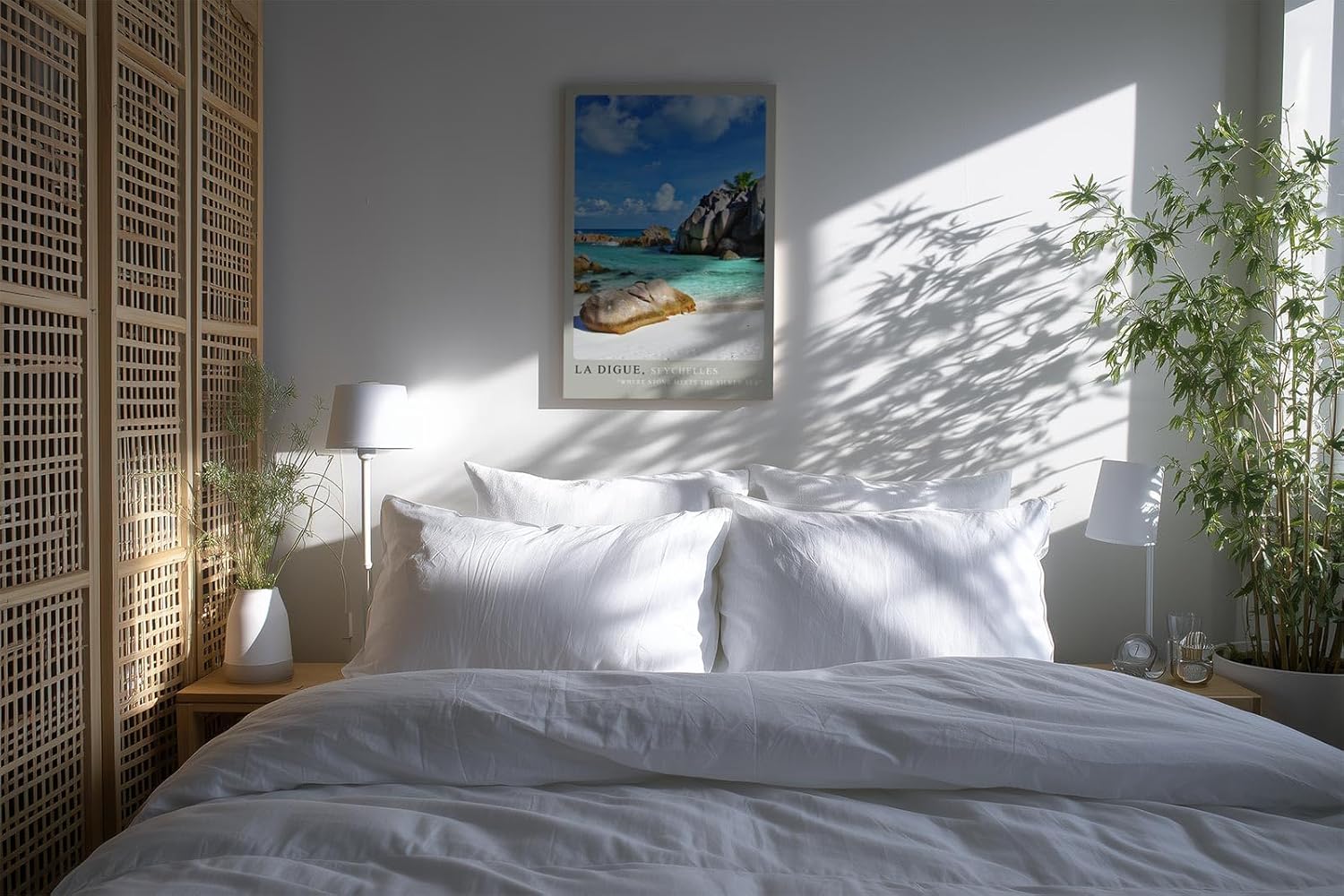Paul Sinus Kunstdruck 40x60cm Seychellen Strand La Digue Felsen Meer Türkis Urlaub La Digue Seychelles