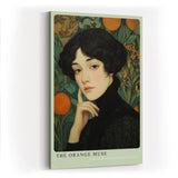 Paul Sinus Wandbild in 40x60cm The Orange Muse – Elegantes Porträt im Jugendstil mit warmen Orangetönen und kunstvollen floralen Details