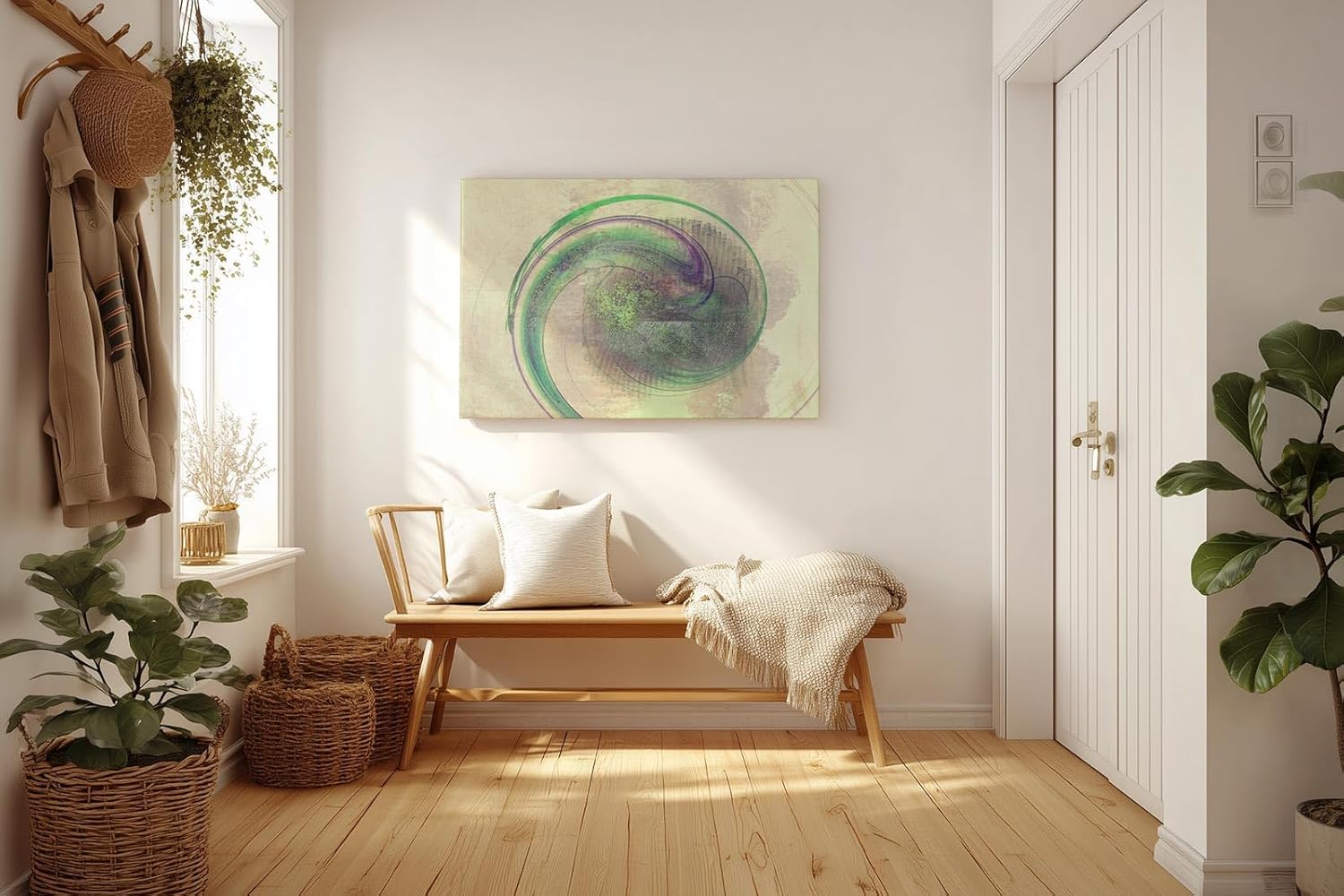 Sinus Art Wandbild 120x80cm Die grüne Spiralform wirkt beruhigend und gibt dem Raum eine organische Struktur