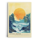 Paul Sinus Leinwandbild 60x90cm Leinwandbild Sonnenuntergangswellen – Eindrucksvolle Landschaft mit leuchtender Sonne und aufgewühltem Meer