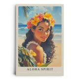 Paul Sinus Leinwandbild 80x120cm Aloha Spirit – Frau, Hawaii, Tropen, Blumenkranz, Strand, Ozean, Sonne, Natur, Exotik, Schönheit, Wärme, Leichtigkeit