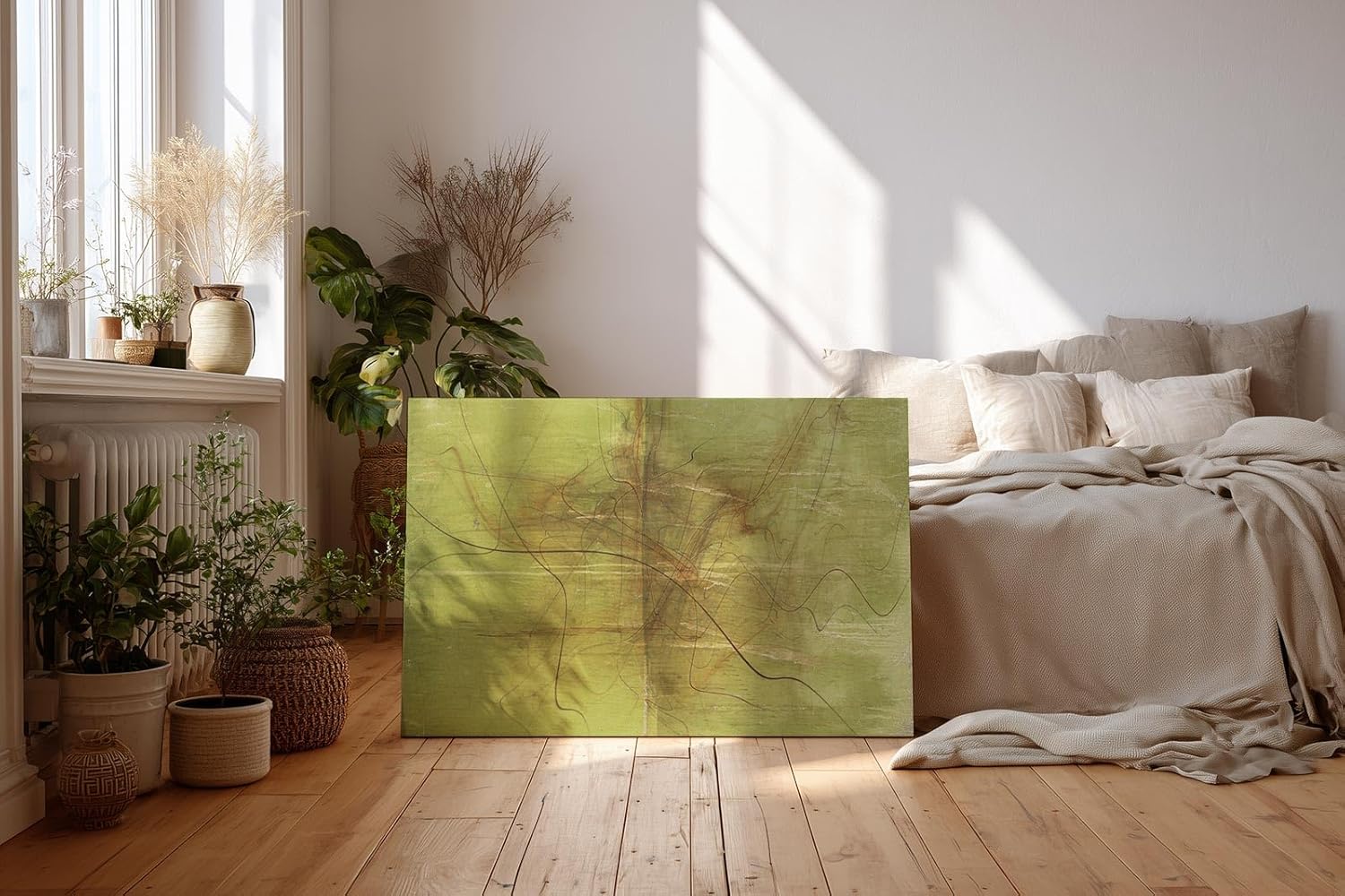 Sinus Art Wandbild 120x80cm Die feinen braunen Linien wirken wie gezeichnet und geben dem Bild eine natürliche Dynamik