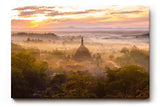 Sinus Art Wandbild 120x80cm Tempel im Morgendunst – faszinierende Komposition aus Kultur, Natur und Licht