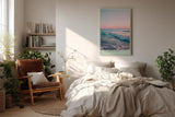 Paul Sinus Wandbild in 40x60cm Sanfte Wellen im Abendlicht mit rosa-blauem Himmel und zarten Farbverläufen