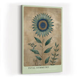Paul Sinus Wandbild in 40x60cm Petal Symmetry stilisierte Sonnenblume in Blauund Grüntönen elegante Naturkunst auf Leinwand