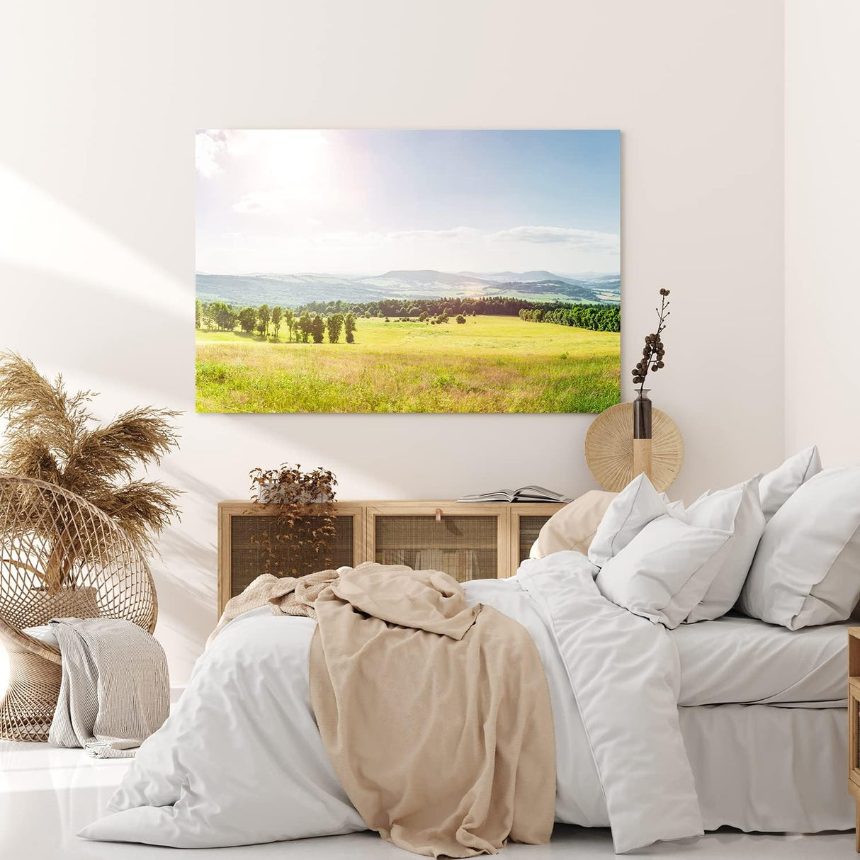Paul Sinus Wandbild 120x80cm Landschaftsbild Natur Feld Berge Sommer Sonnenschein