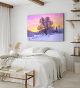 Wandbild 120x80cm Baum im Winter Schnee Sonnenuntergang Natur Wald