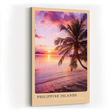 Paul Sinus Kunstdruck 40x60cm Philippinen mit Palme am Meer – tropischer Sonnenuntergang auf einsamem Strand