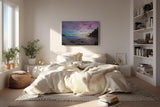 Sinus Art Wandbild 120x80cm Dramatisch ruhige Szene einer felsigen Küste bei Sonnenuntergang in pastelligen Tönen