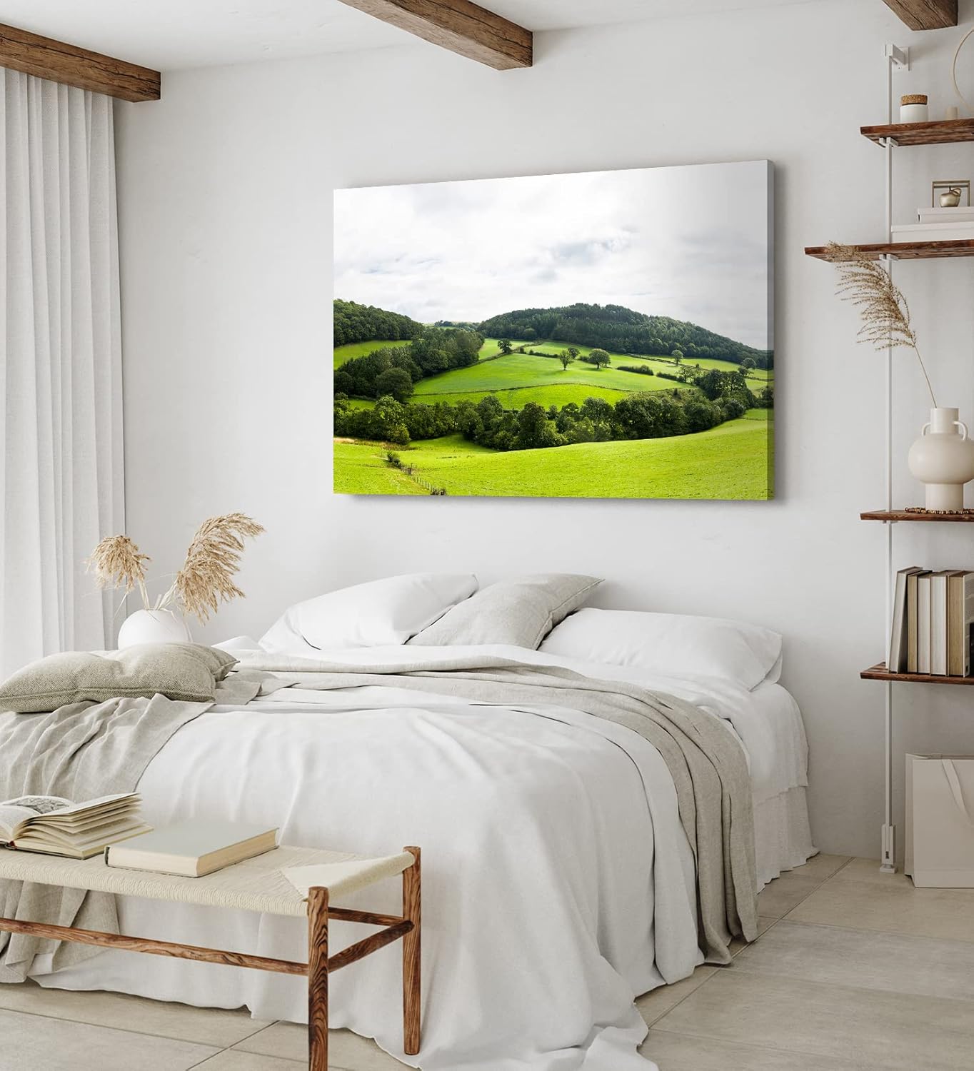 Paul Sinus Wandbild 120x80cm Landschaft Natur Berge Hügel Grün Bäume Wiese