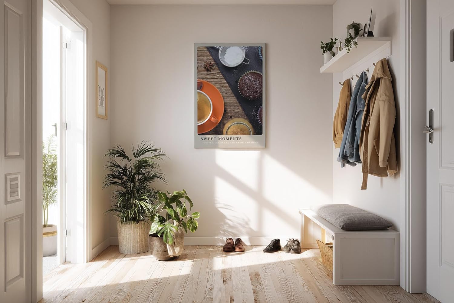 Paul Sinus Kunstdruck 40x60cm Sweet Moments mit Kaffee, Muffins und Gewürzen auf Holzbrett