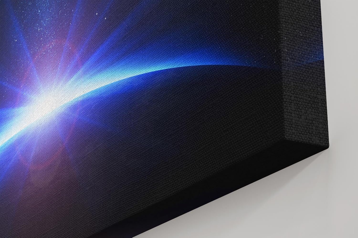 Sinus Art Wandbild 120x80cm Atemberaubendes Weltraumbild mit Lichtstrahlen über dem Planetenrand