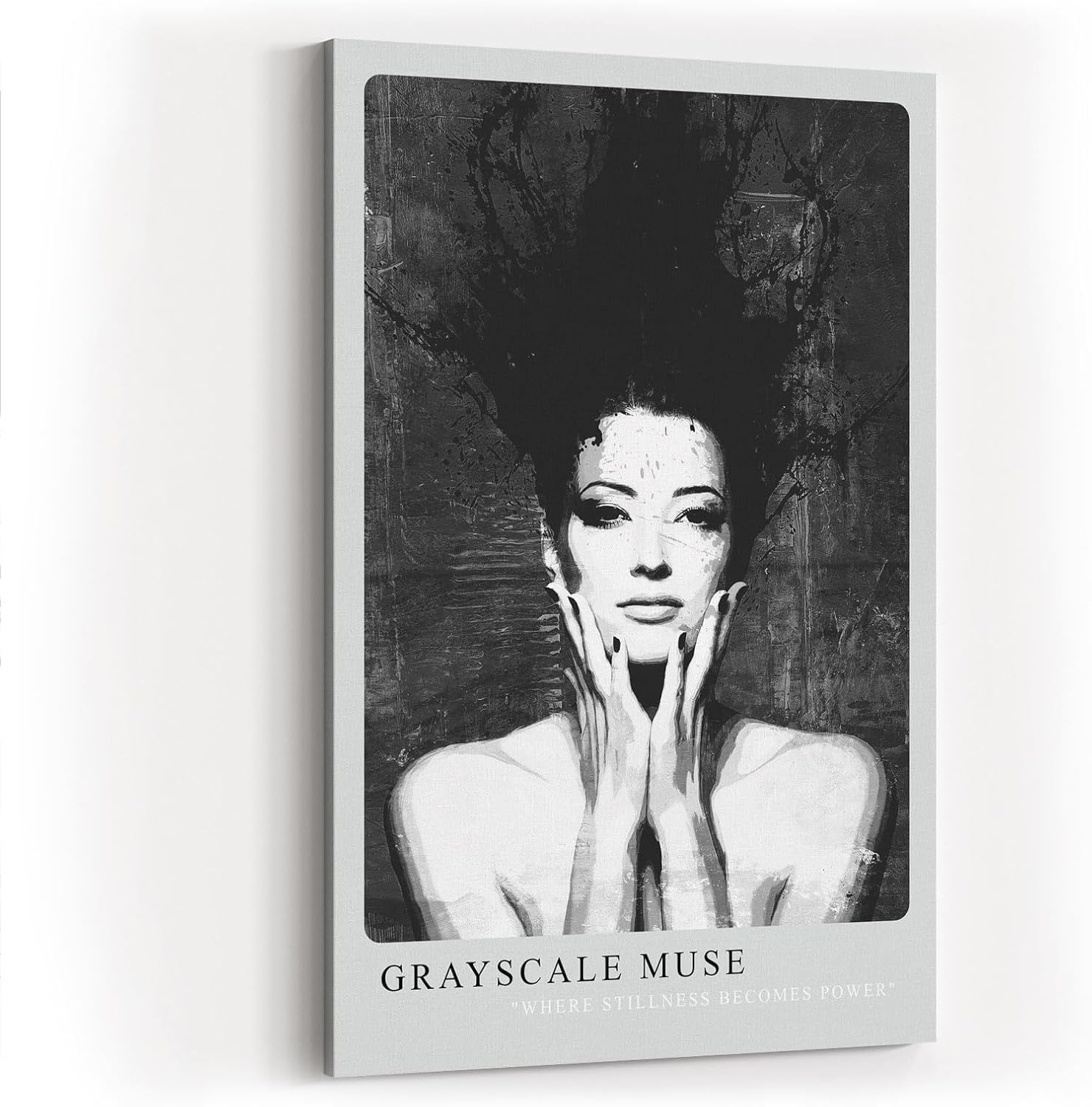 Paul Sinus Kunstdruck 40x60cm Grayscale Muse Porträt in Schwarz-Weiß Stillness Becomes Power
