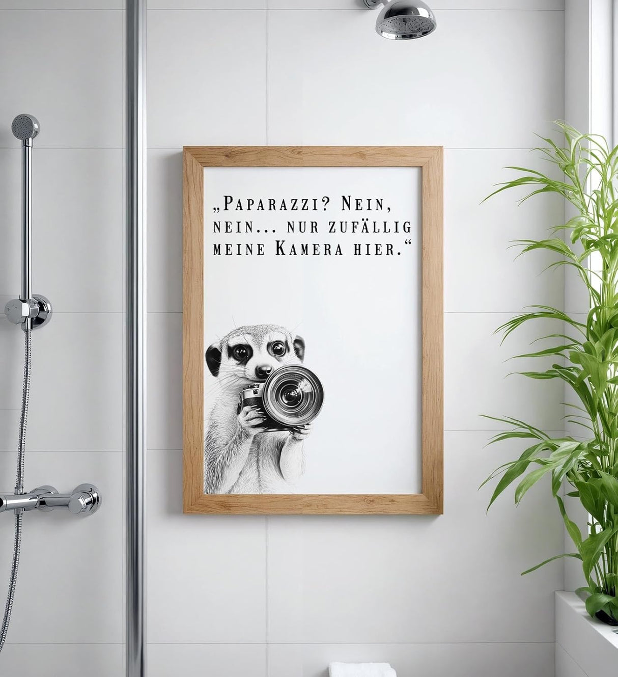 Paul Sinus Poster/Leinwandbild/Rahmenoption Lustiges Erdmännchenbild – Witzige Klo-Deko fürs Gäste-WC – Perfekt für Humorvolle