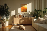 Paul Sinus Kunstdruck 40x60cm Sunflower Sunset Sonnenblumenfeld im goldenen Licht des Sonnenuntergangs mit leuchtender Tiefe