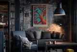 Paul Sinus Wandbild in 40x60cm Bunte Vögel in farbintensivem Baum – surrealistisches Kunstwerk mit kräftigen Kontrasten und leuchtenden Details